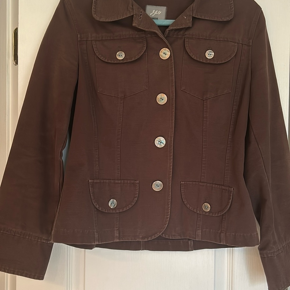 J Jill brown long sleeved jacket size small light cotton corduroy Great for work
